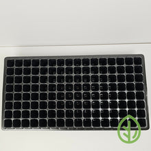 Charger l'image dans la galerie, Top-down view of a single Bootstrap Farmer 128-cell black plug tray showing the full cell grid for seed starting