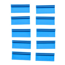 Load image into Gallery viewer, Ten sapphire blue On The Grow microgreen tray clip labelers laid out in two columns on a white background