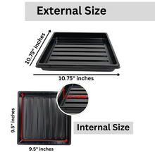Cargar imagen en el visor de la galería, On The Grow 10x10 microgreen tray dimensions: 10.75 inches external, 9.5 inches internal, 1.5 inches deep