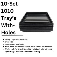 Load image into Gallery viewer, 10-pack grow trays with holes information&#39;

