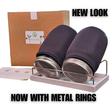 Load image into Gallery viewer, On The Grow - Complete Sprout Jar Kit with Stand, Lids, Blackout sleeves and Mason Jars - New Look 2025

