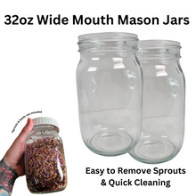 Load image into Gallery viewer, 32oz wide mouth mason jars for sprouting
