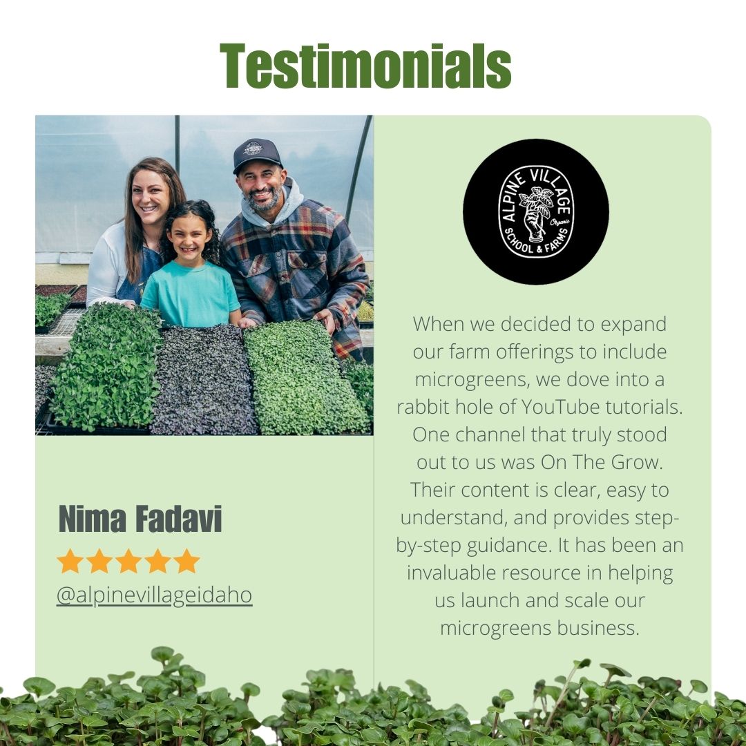 Five star review of On The Grow Microgreen Masterclass from Nima Fadavi of Alpine Village School and Farms Idaho