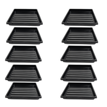 Cargar imagen en el visor de la galería, On The Grow 10x10 black no-hole shallow microgreen growing trays, 10-pack shown flat
