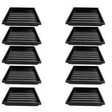 Cargar imagen en el visor de la galería, On The Grow 10x10 black with-holes shallow microgreen growing trays, 10-pack shown flat
