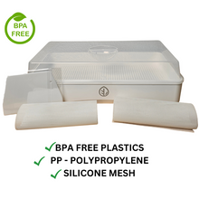 Cargar imagen en el visor de la galería, On The Grow 7x14 microgreen tray kit made with BPA-free polypropylene trays and food-grade silicone grow medium
