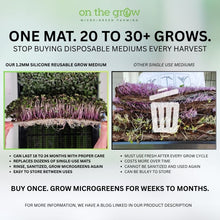 Load image into Gallery viewer, silicone microgreen grow mat compared to stack of disposable coco coir mediums showing 20 to 30 grow lifespan
